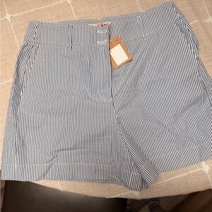 Boden Navy and White Striped Shorts